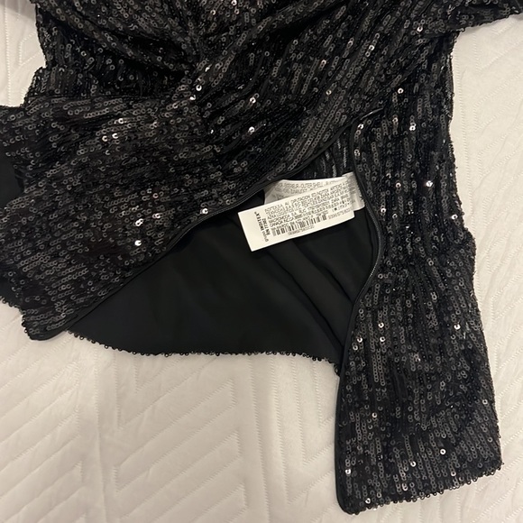 NWT Zara Draped Black Sequin Blouse - Picture 13 of 13